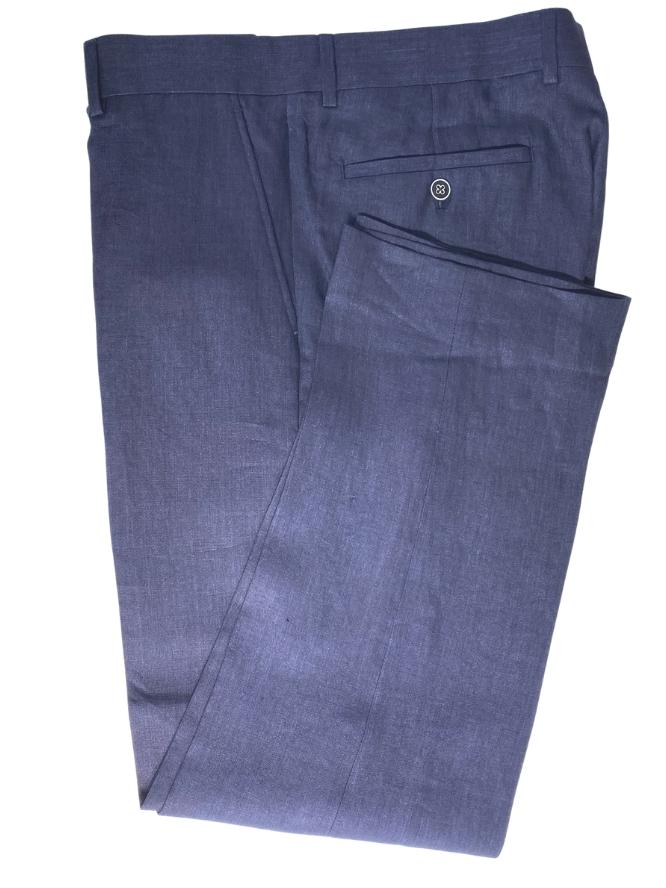 LYNTON DARK BLUE LINEN TROUSERS 2025