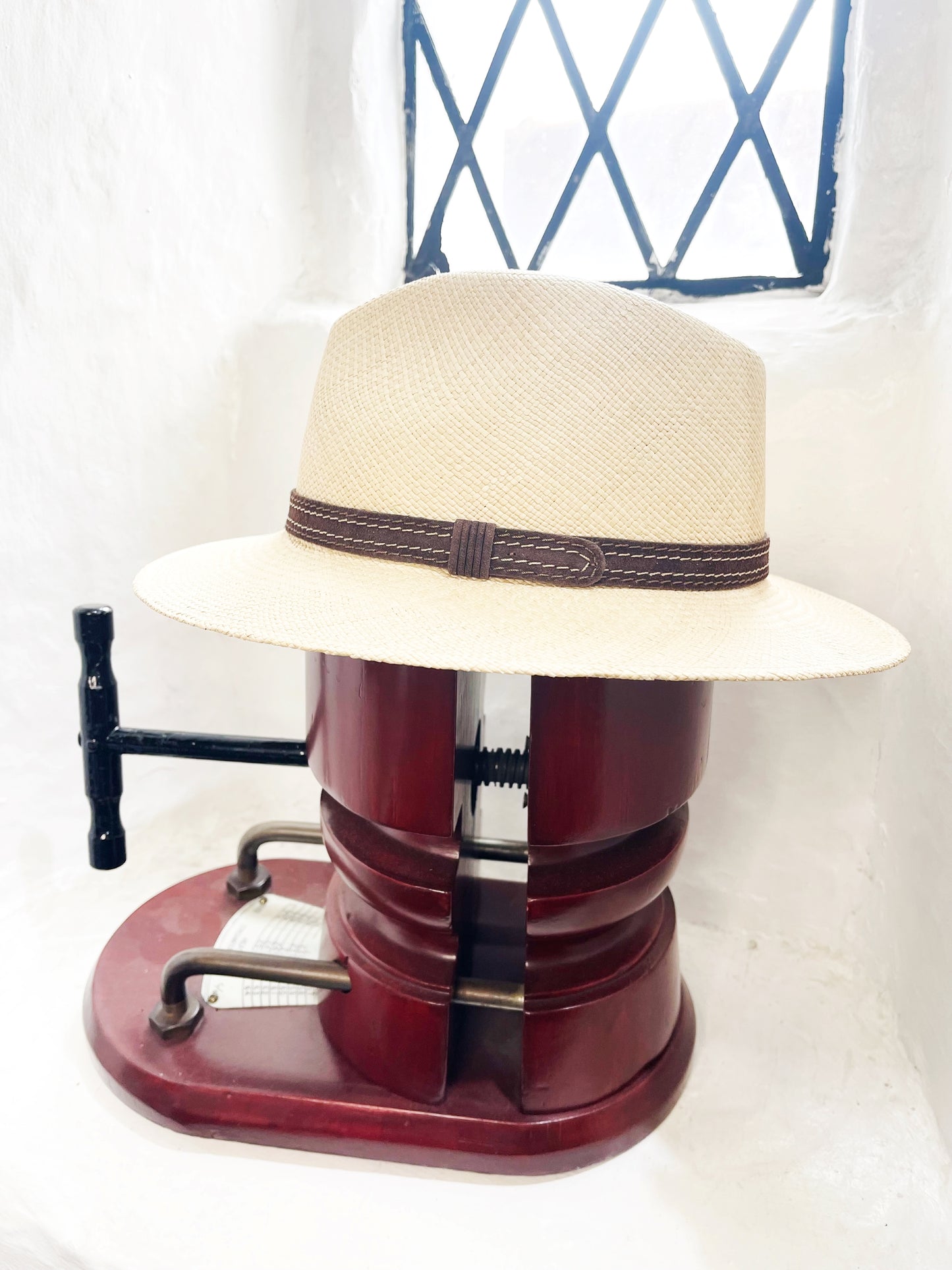 SYDNEY STONE/LEATHER PANAMA HAT