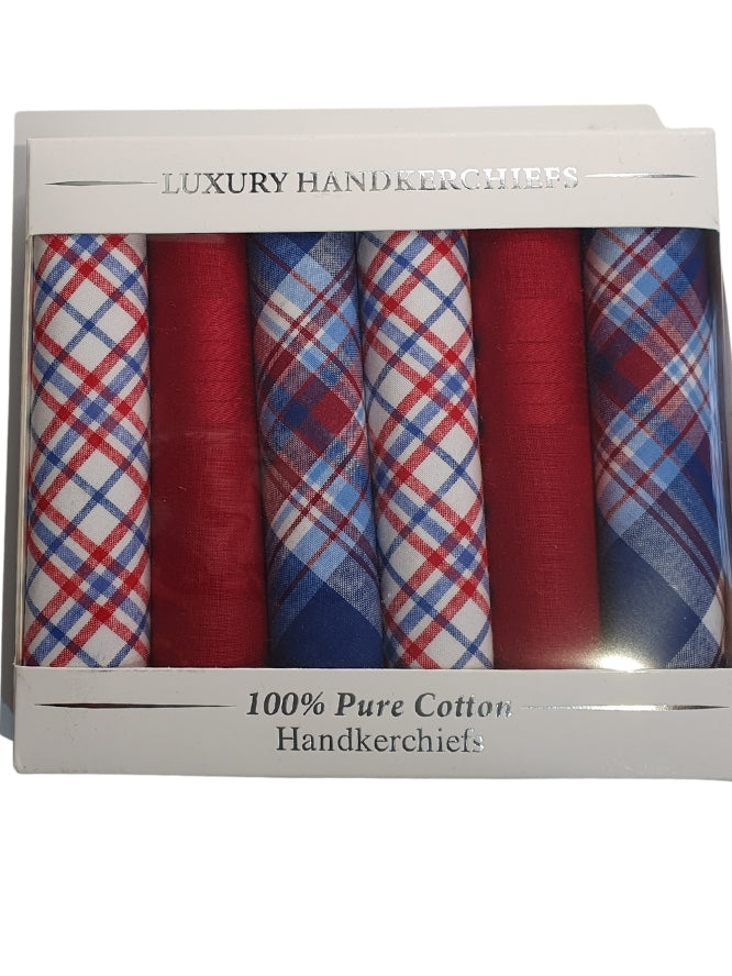 ASSORTED RED CHECK LUXURY HANDKERCHIEFS