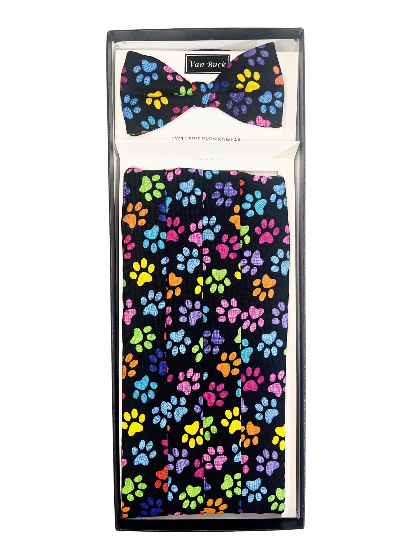 PAW PRINTS BOW TIE AND CUMMERBUND SET