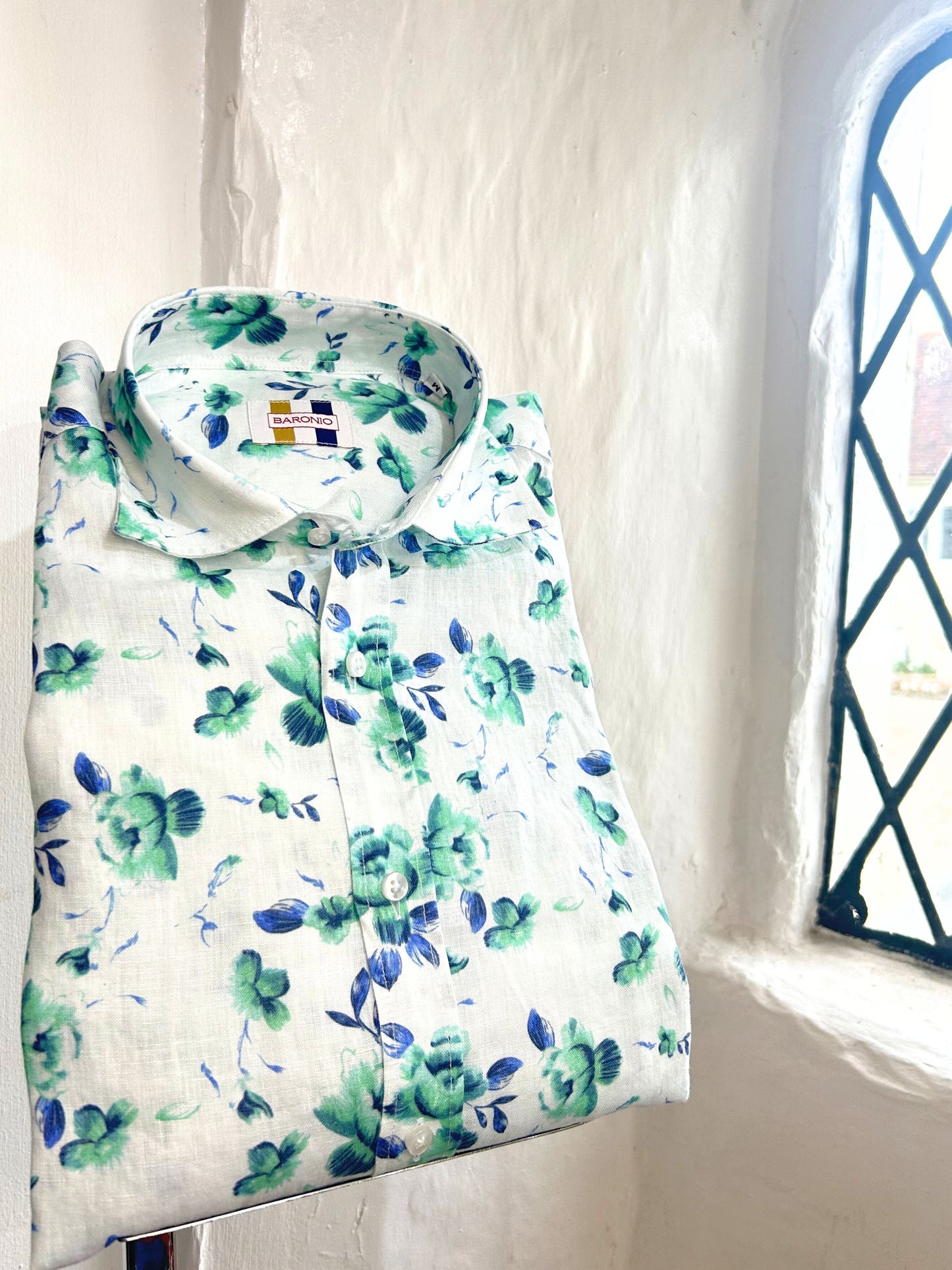 CAPRI BLUE AND GREEN FLORAL SHIRT