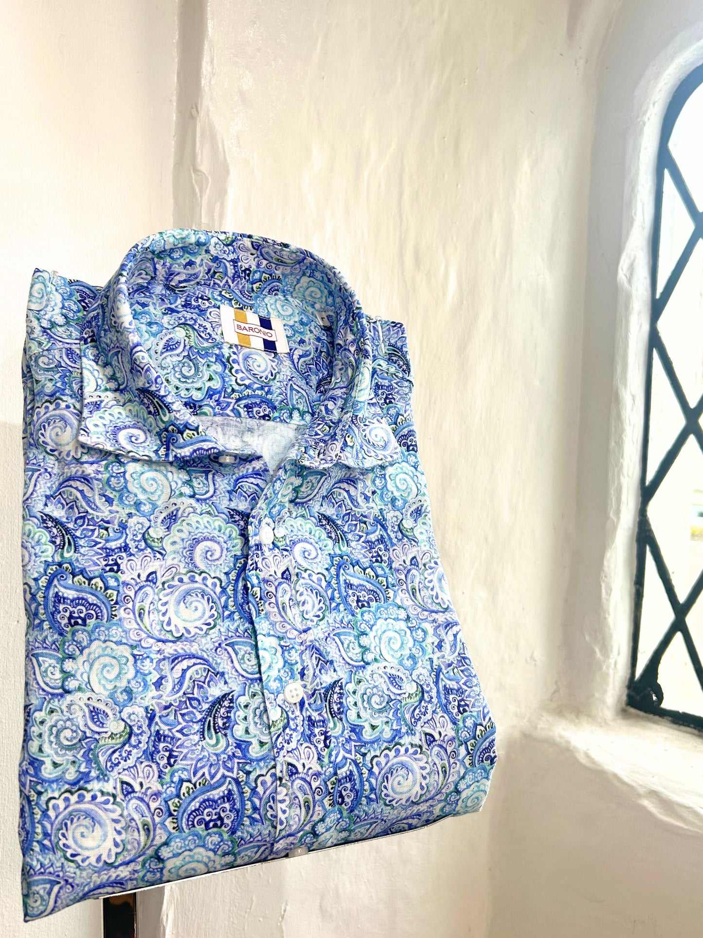 CAPRI BLUE AND GREEN PRINT SHIRT