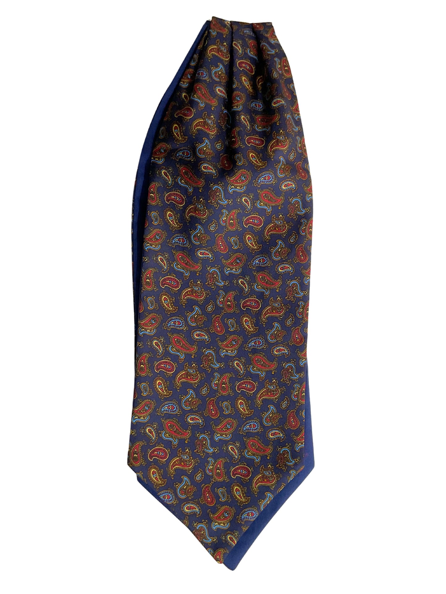 NAVY WITH BLUE AND RED MINI SHAPES PATTERN SILK CRAVAT