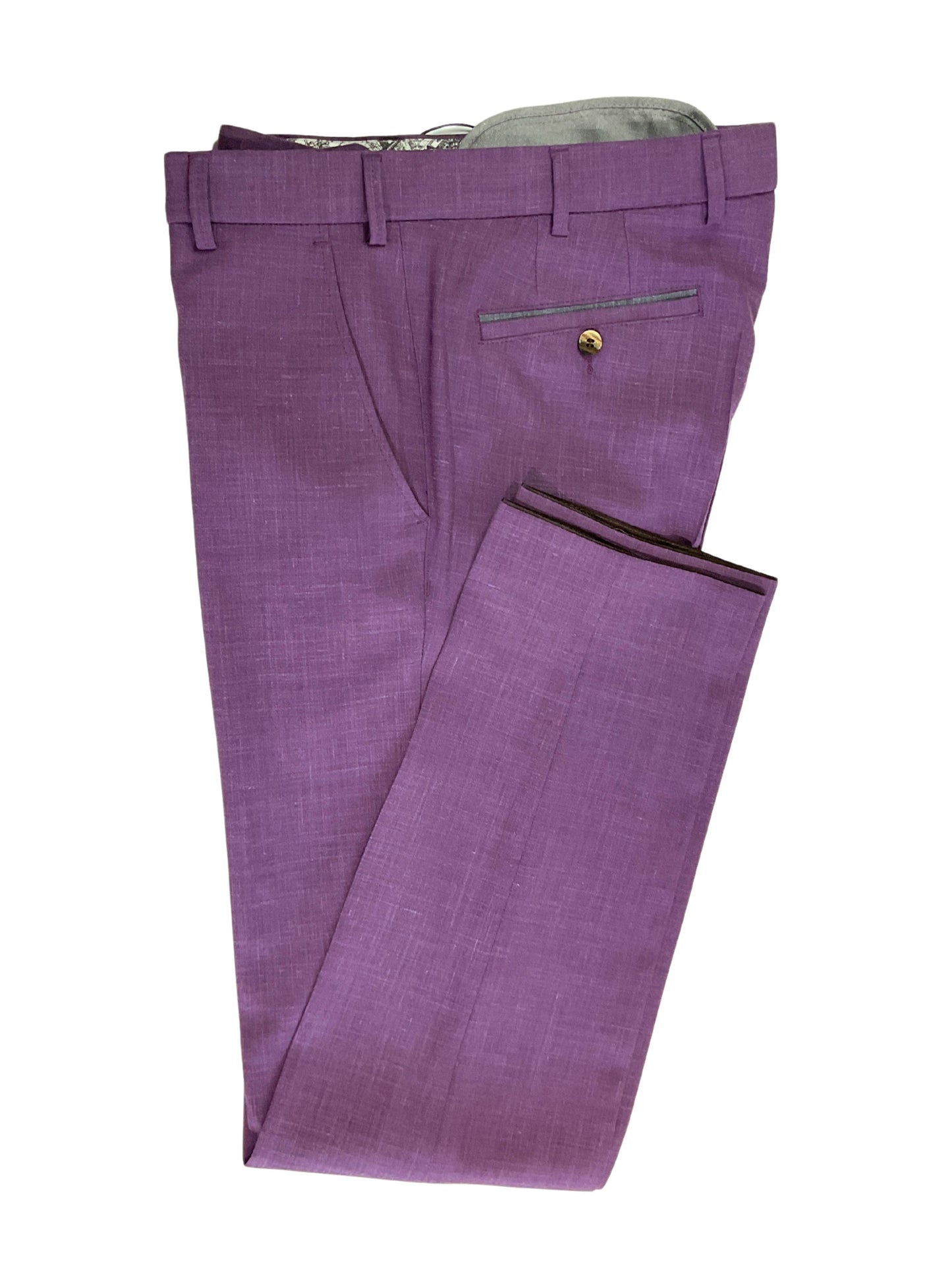 MEYER PURPLE ROMA WOOL MIX LIGHTWEIGHT TROUSERS