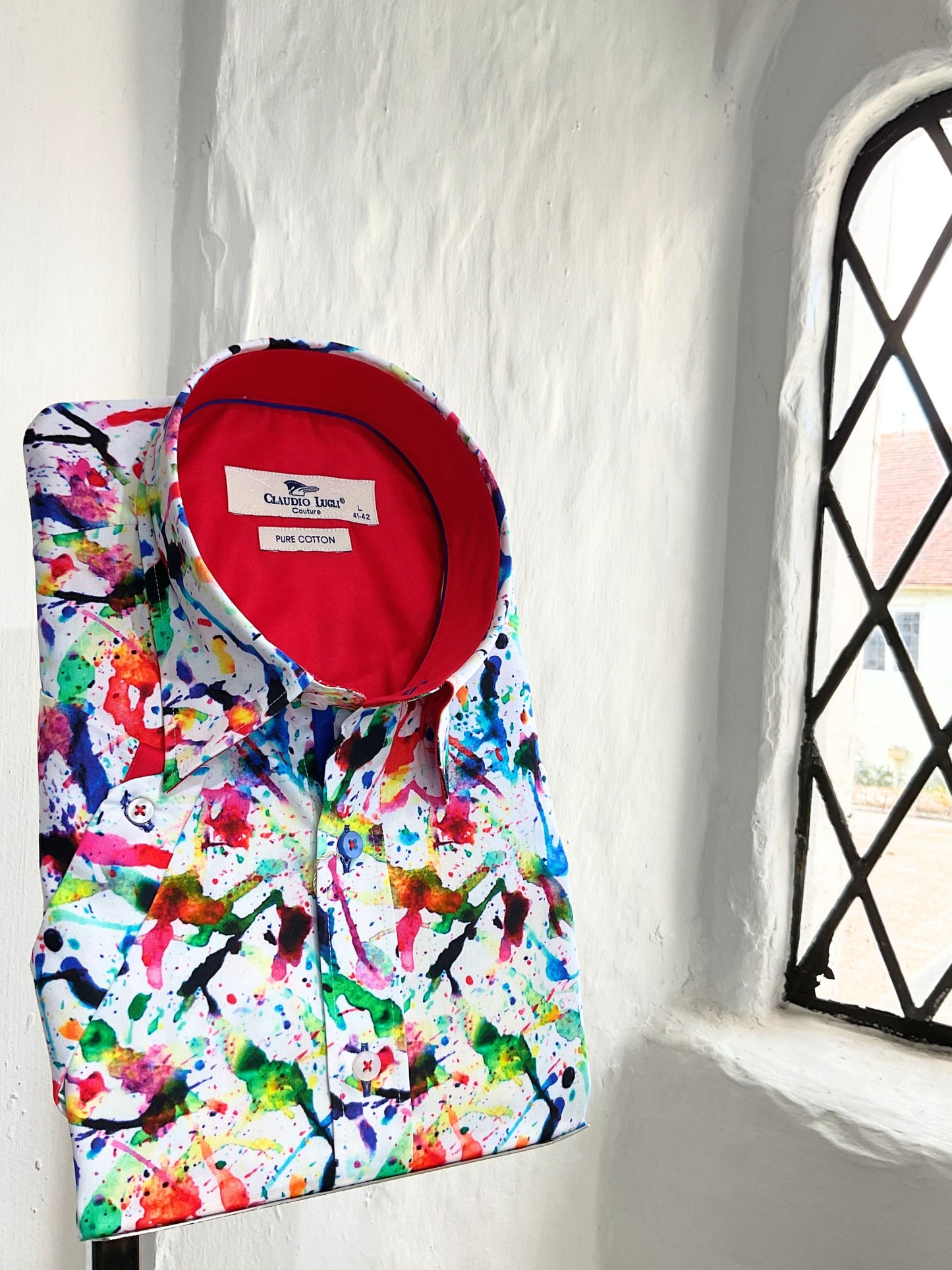 PAINT SPLASH WHITE PRINT SHORT SLEEVE SHIRT