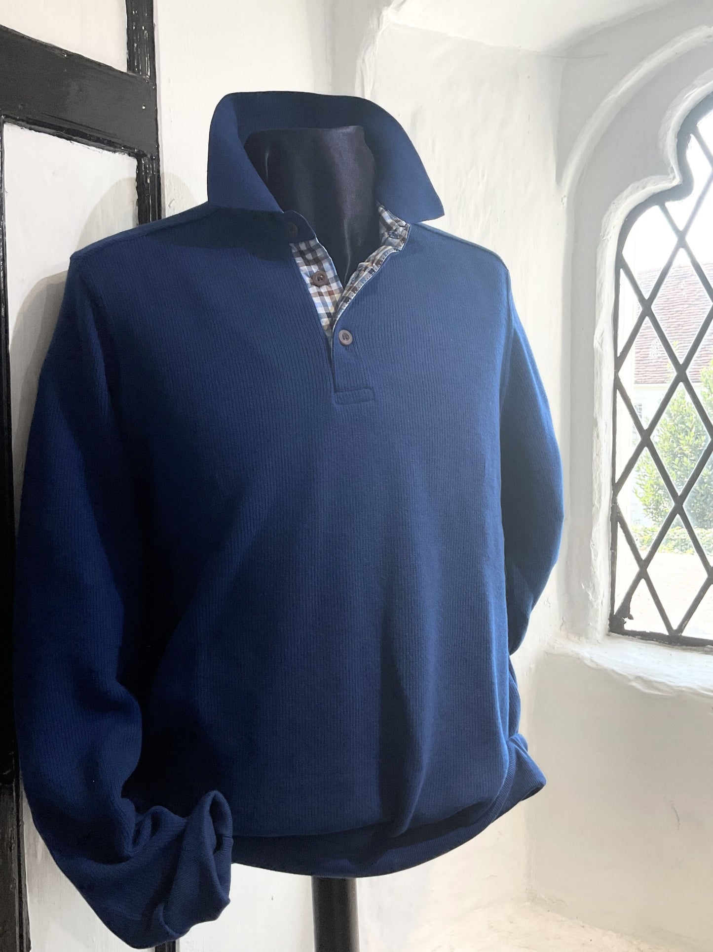 DARK BLUE LONG SLEEVE MONTECHIARO POLO SWEATSHIRT