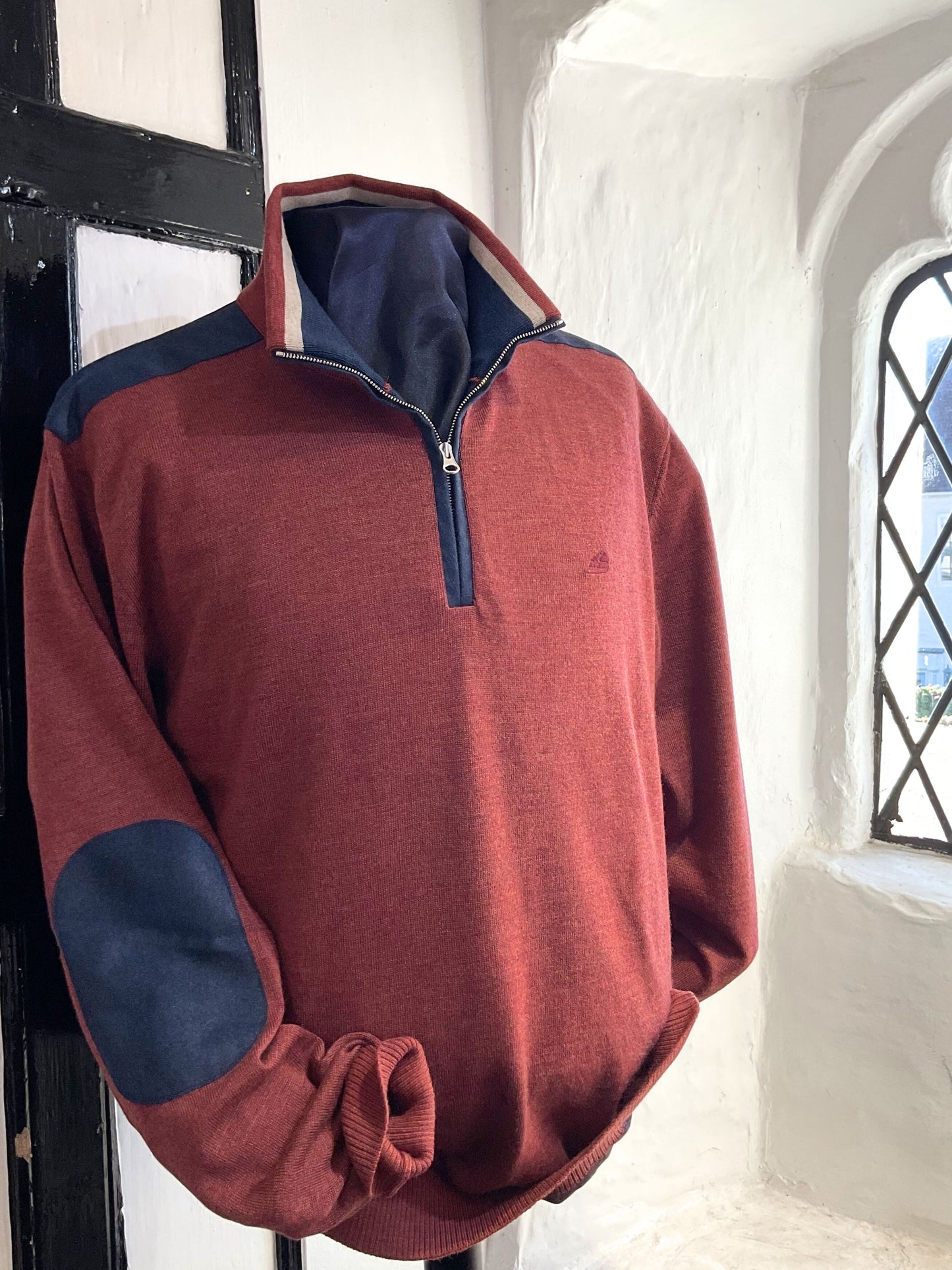 GREEN COAST CONKER BROWN ZIP NECK JUMPER