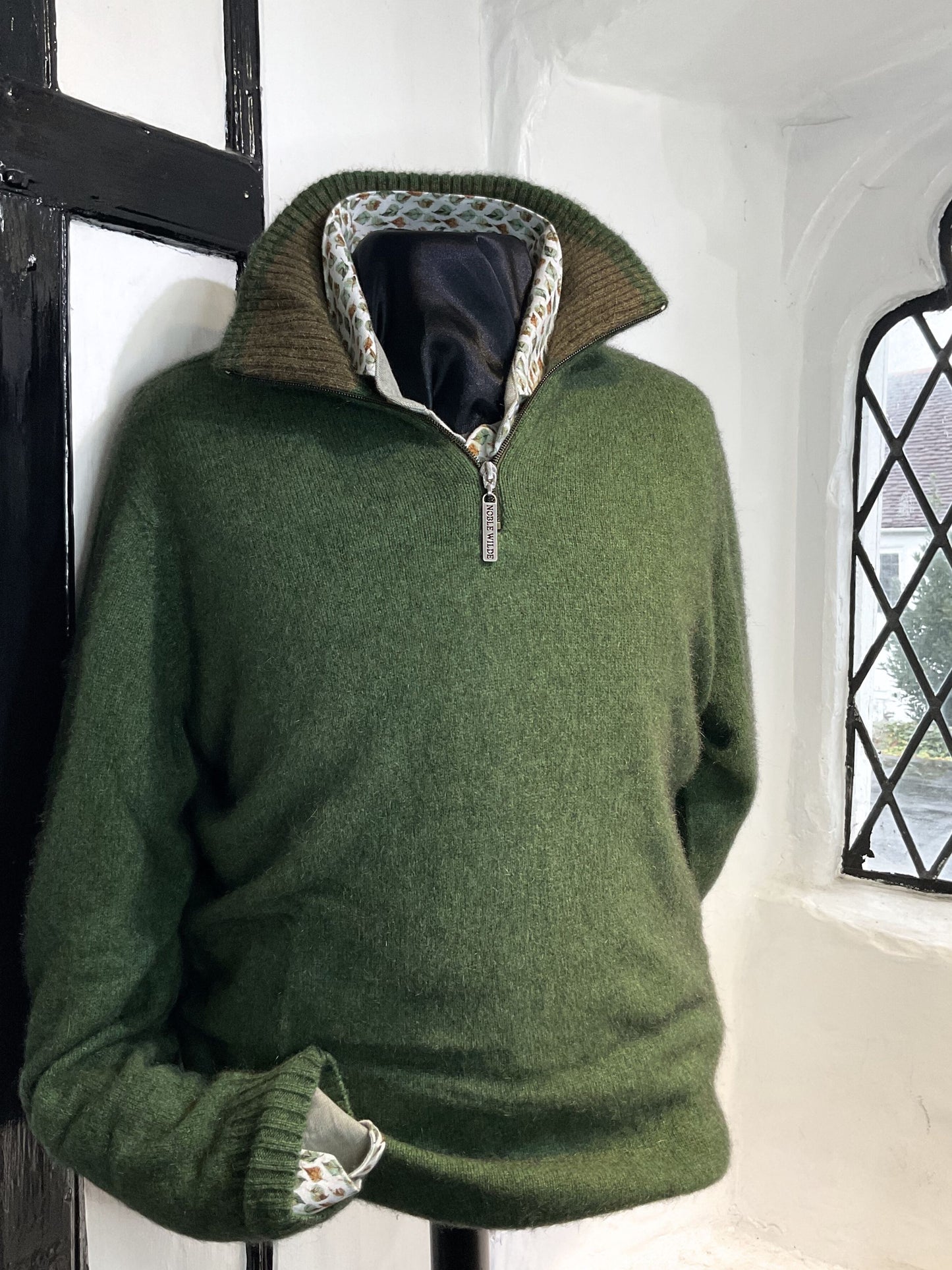 JUNGLE/LATTE TASMAN ZIP NECK JUMPER