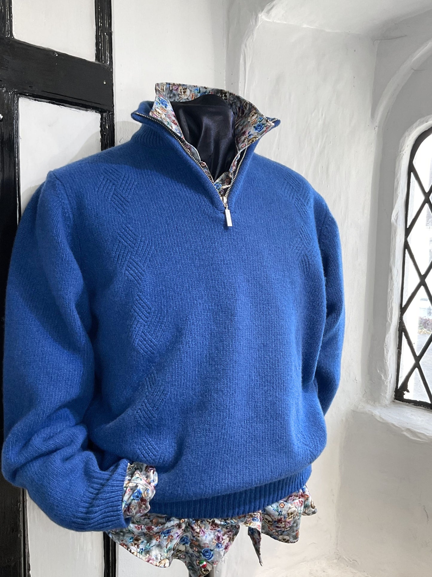 MASSOTI ROYAL BLUE HALF ZIP JUMPER