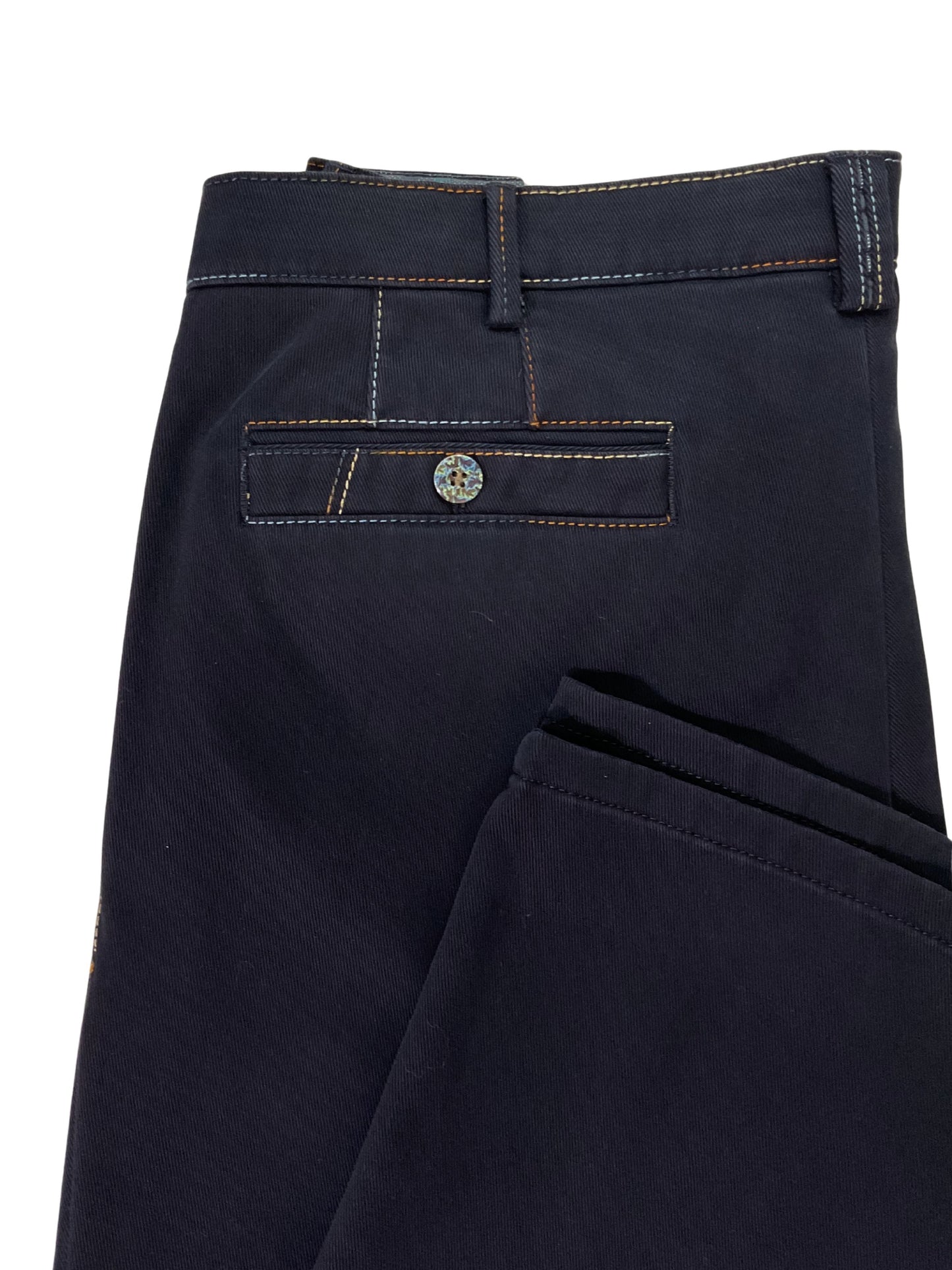 NEW YORK DARK BLUE CHINOS WITH MULTI COLOURED STITCHING