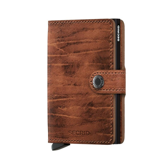 BROWN AGED LEATHER MINIWALLET
