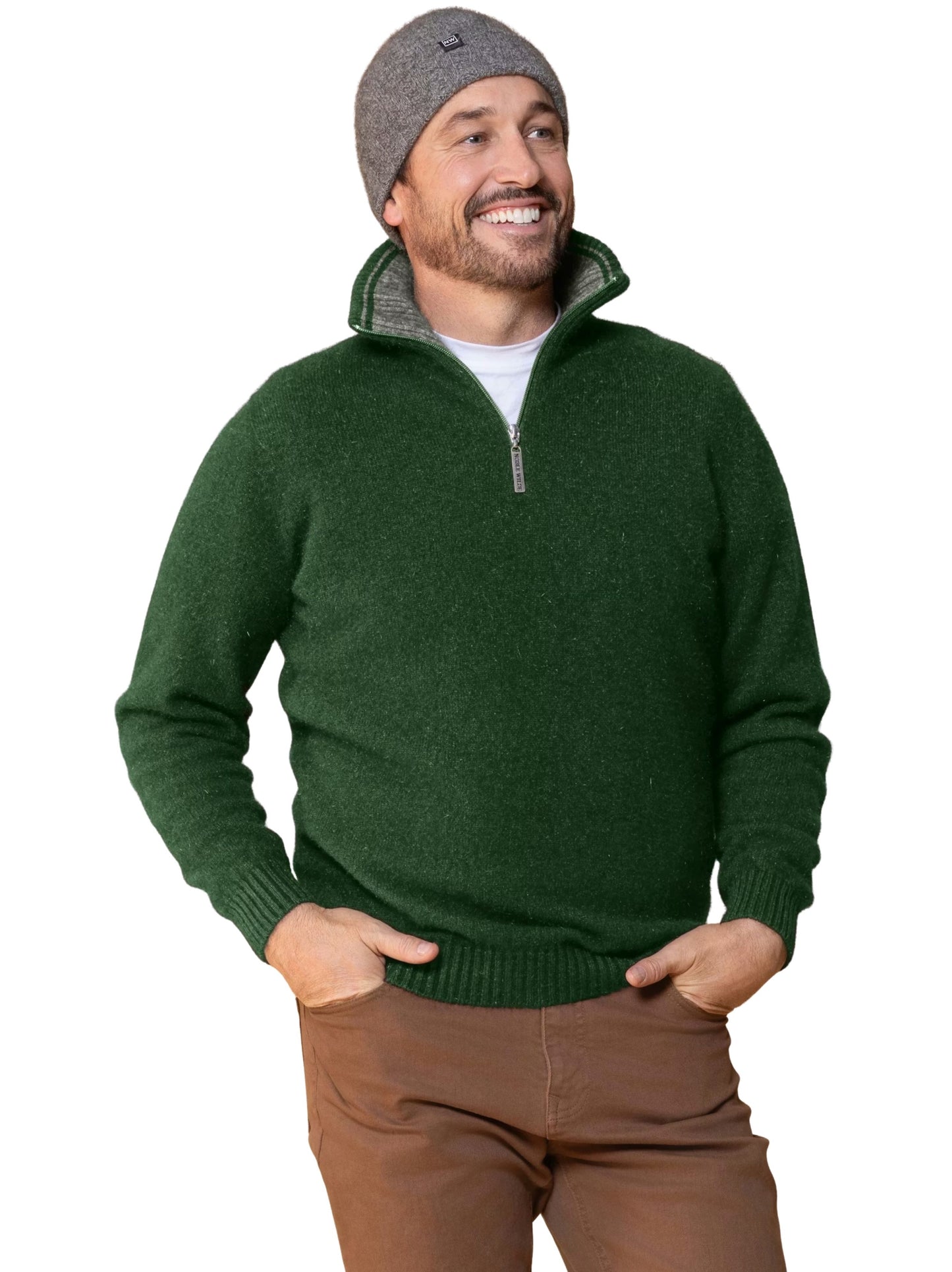 JUNGLE/PUMICE TASMAN ZIP NECK JUMPER
