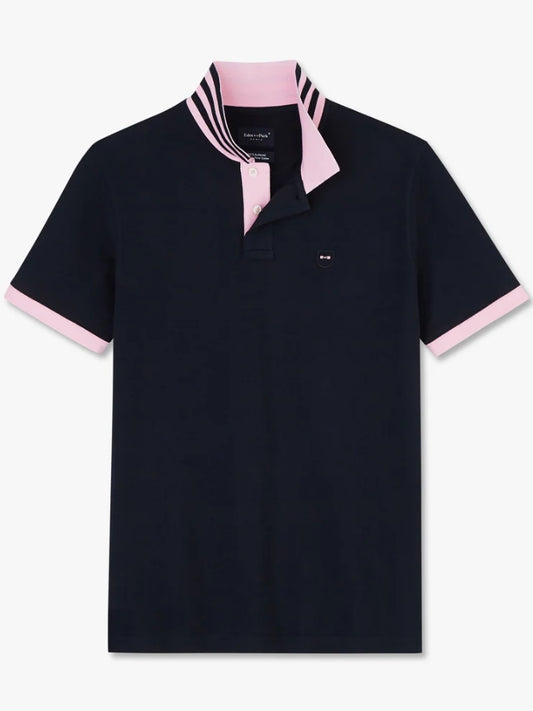 Navy Polo With Pink Trim