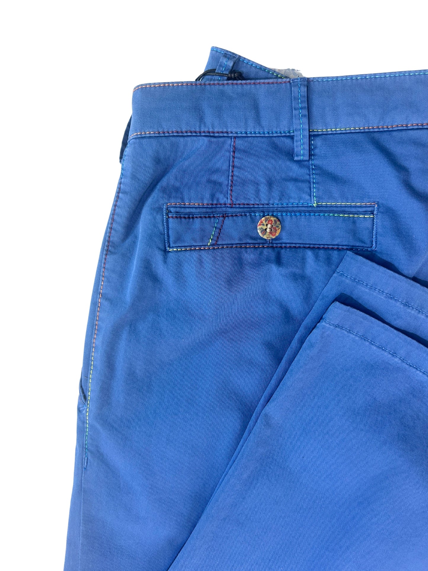 NEW YORK MID BLUE CHINOS WITH RAINBOW STITCHING