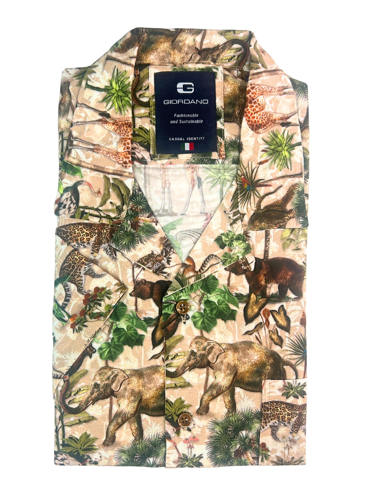 GIORDANO JUNGLE PRINT SHORT SLEEVE SHIRT