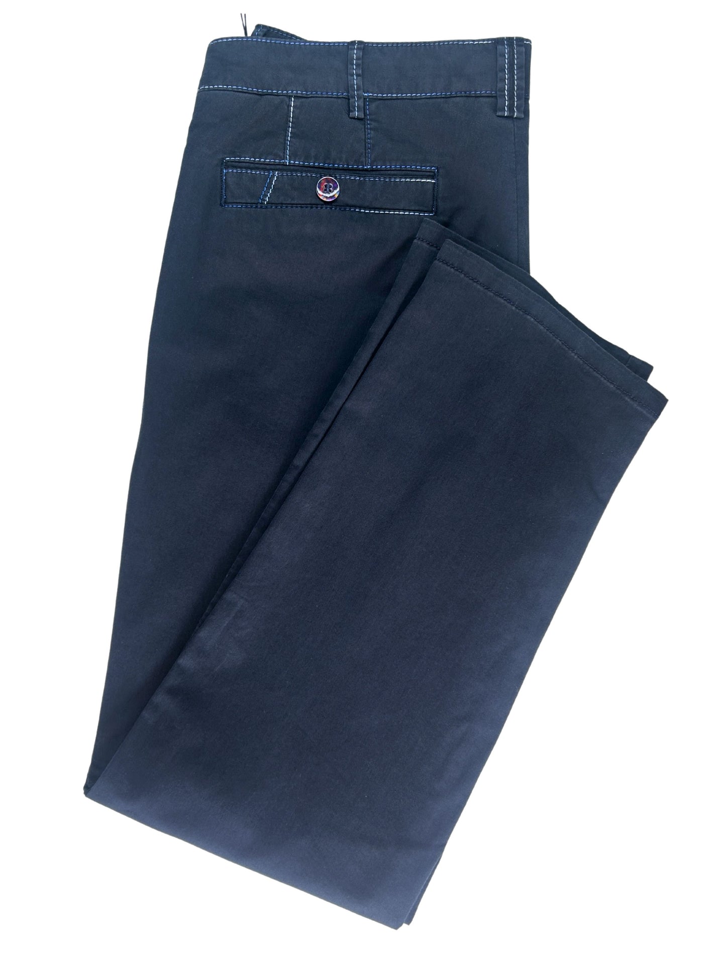 NEW YORK DARK BLUE CHINOS WITH RAINBOW STITCHING