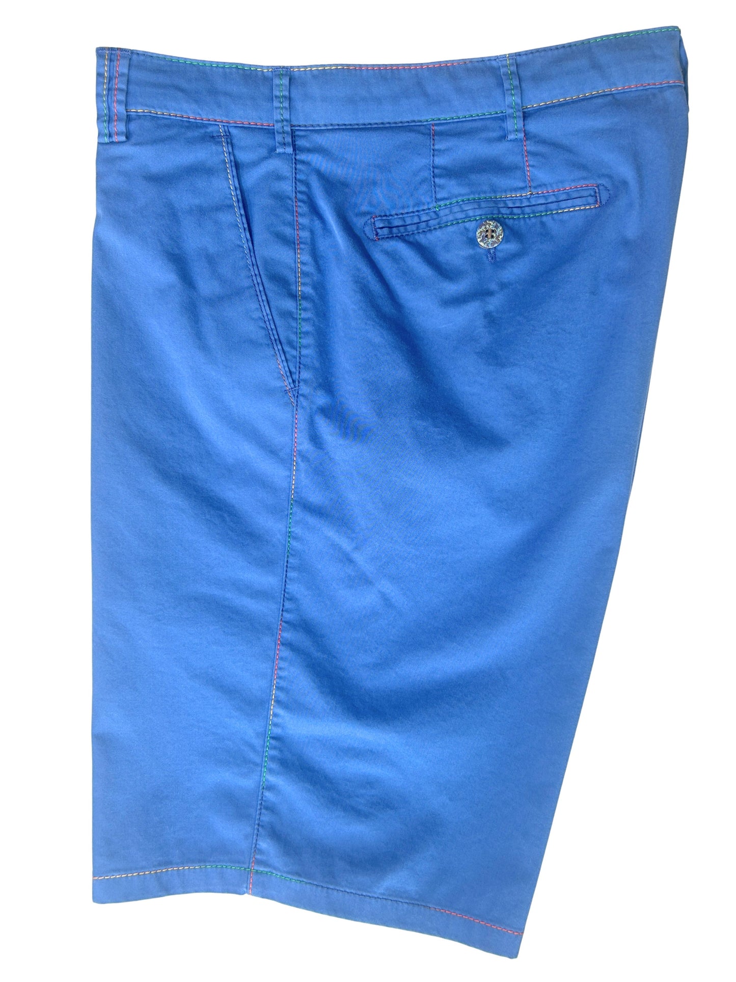 BLUE B-PALMA COTTON SHORTS WITH RAINBOW STITCHING