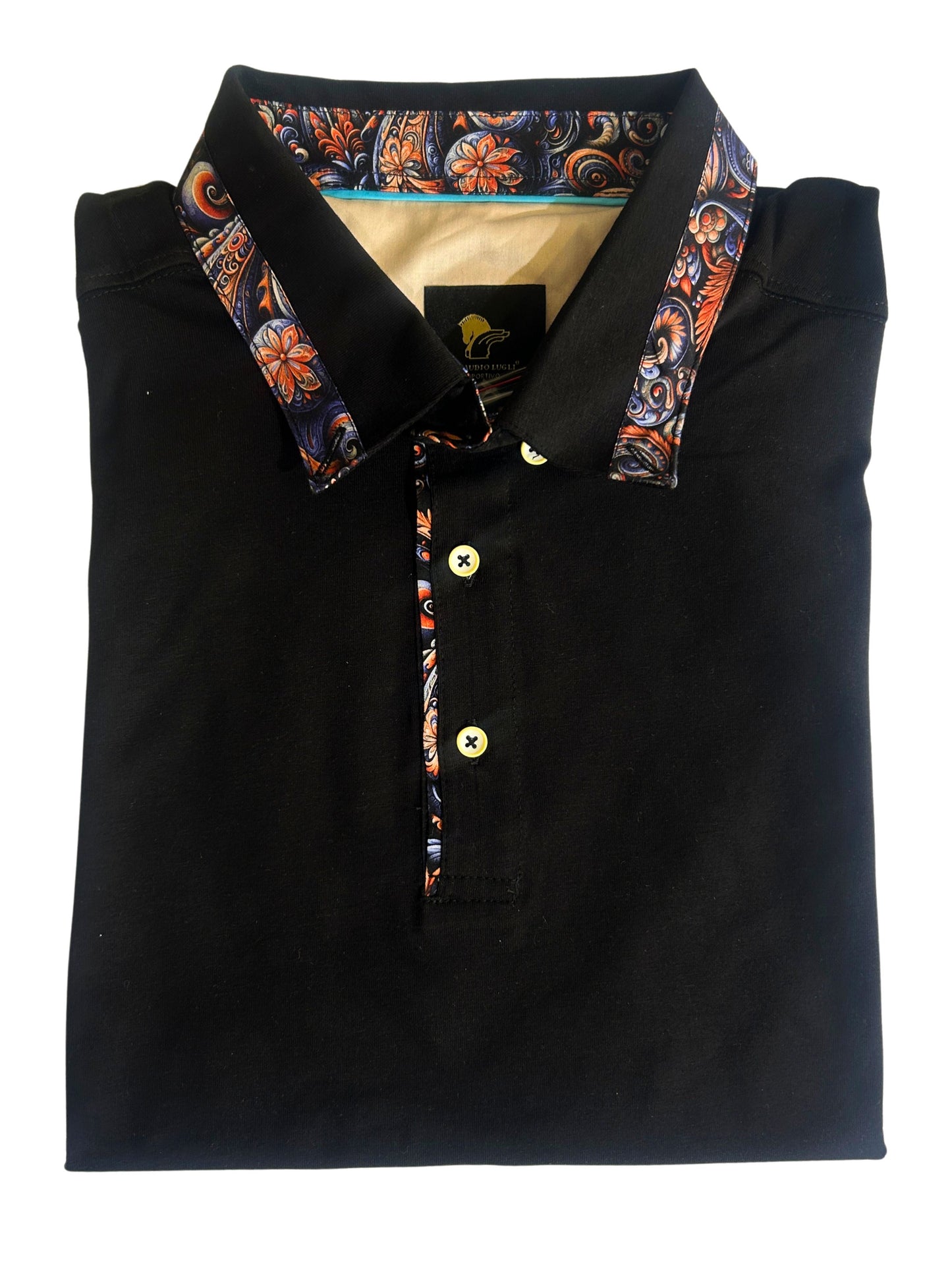 PAISLEY TRIM BLACK POLO