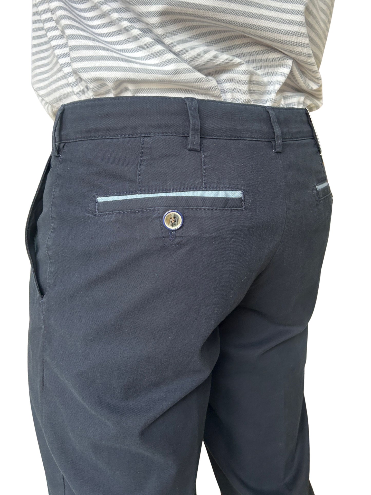 NAVY ROMA ORGANIC COTTON TROUSERS