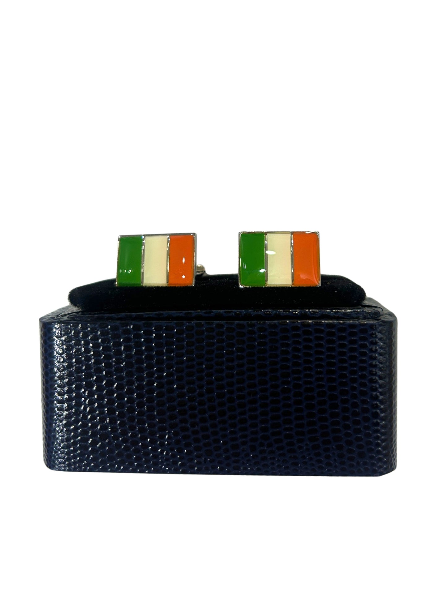 IRELAND FLAG RHODIUM BAR CUFFLINKS