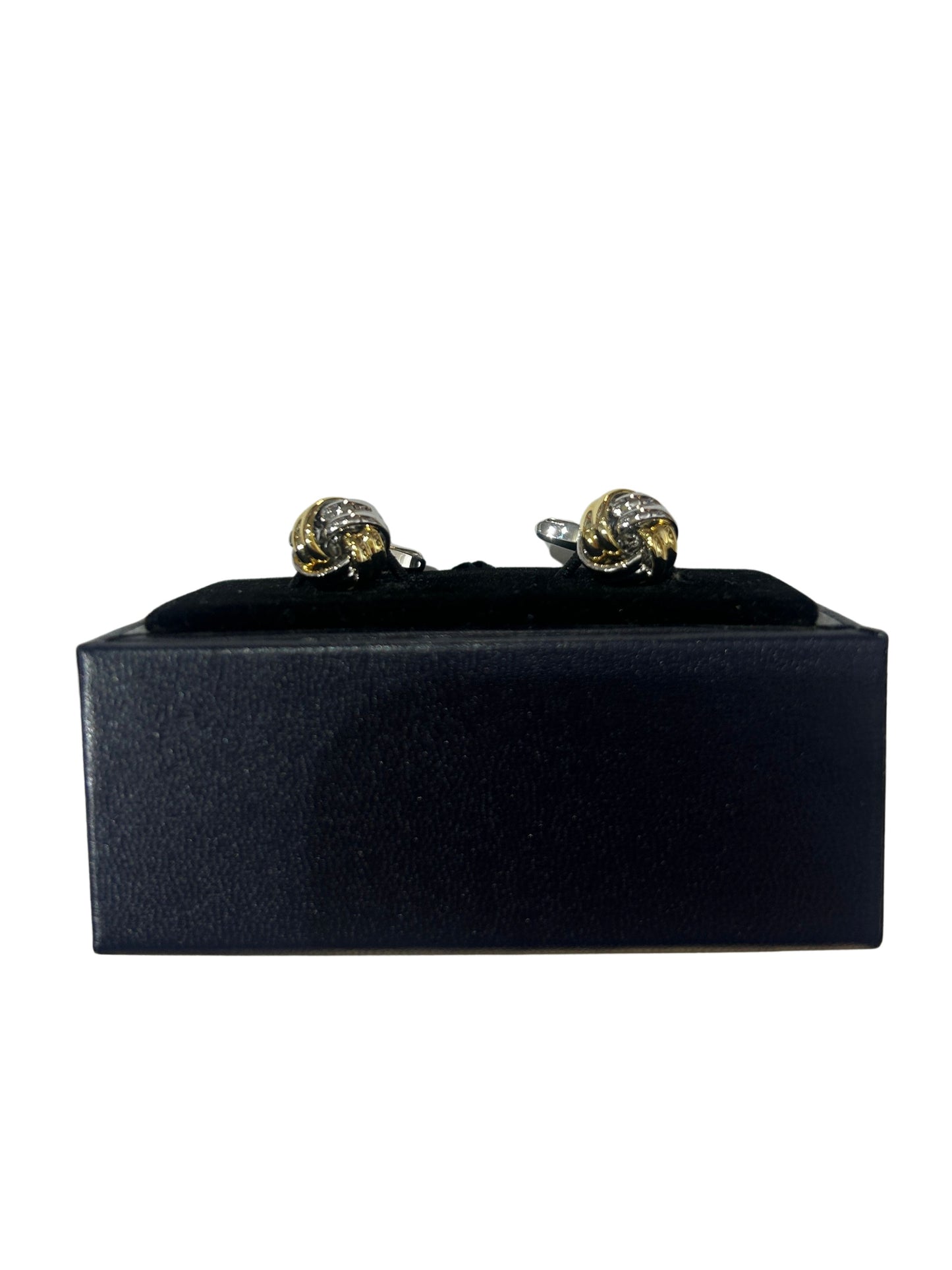 SILVER & GOLD MEDIUM POLISHED KNOT BAR CUFFLINKS
