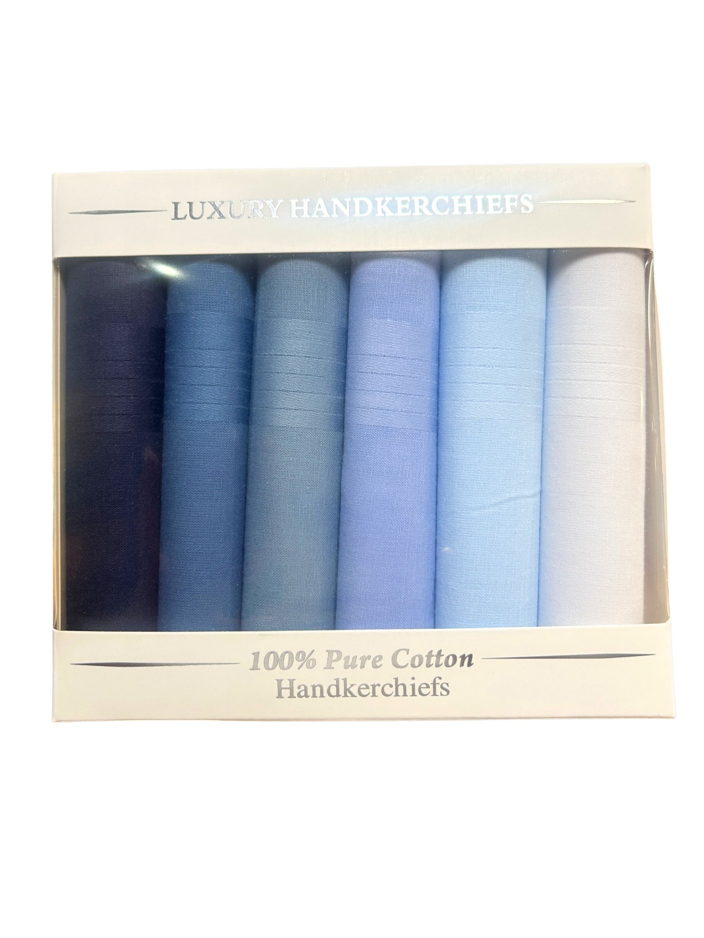 LUXURY COTTON BLUE HANDKERCHIEFS (6 PACK)