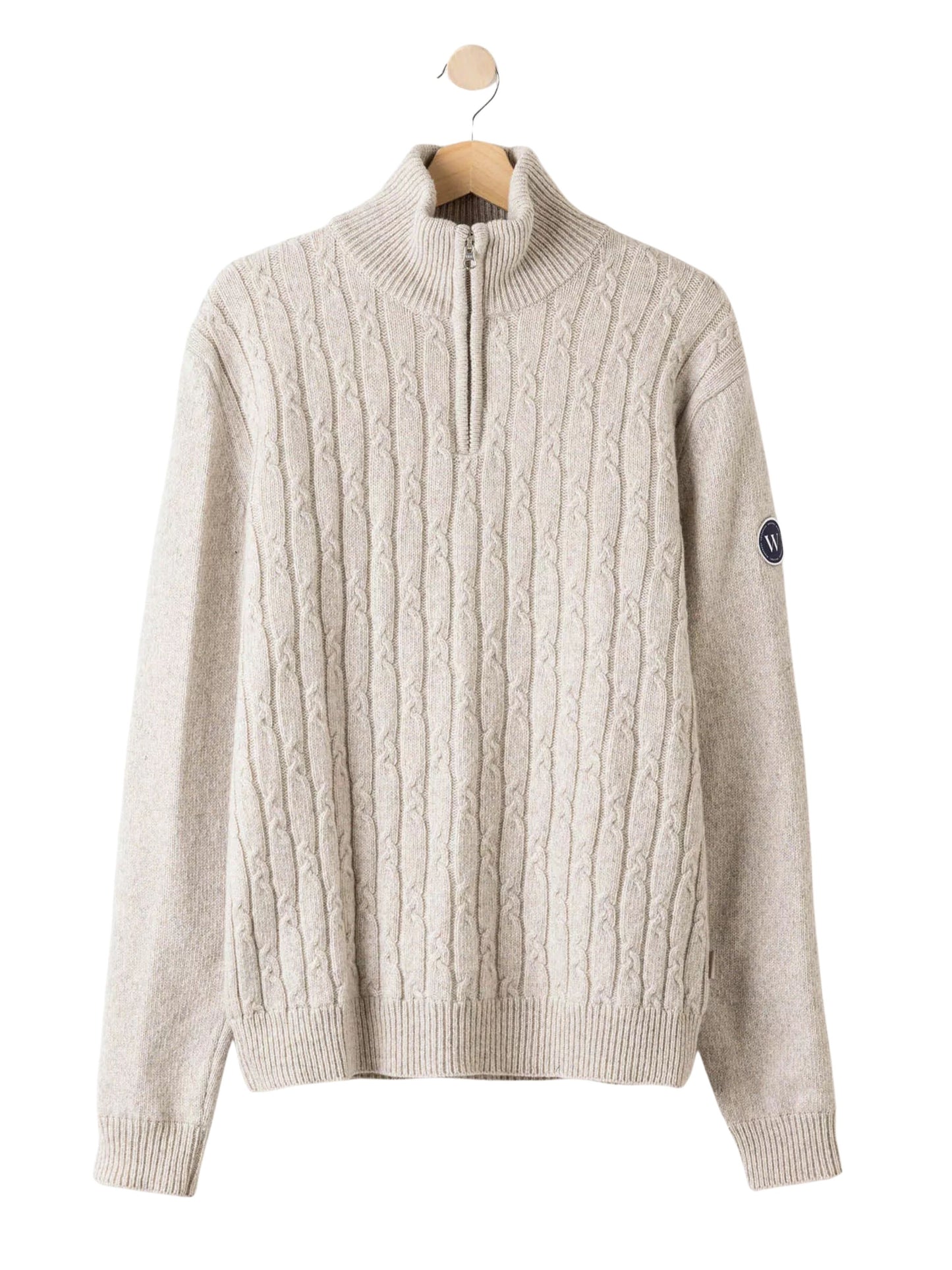 ALVIN CHAI MERINO CASHMERE BLEND WINDPROOF QUARTER ZIP TURTLENECK JUMPER