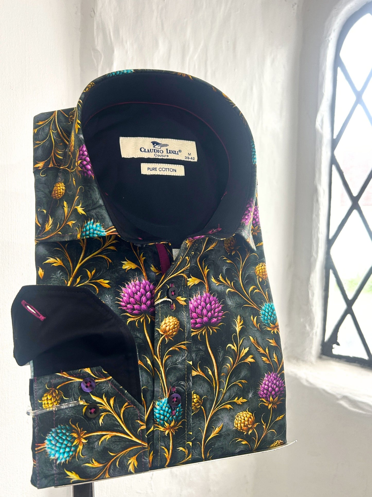 GREEN AND PURPLE THISTLES LONG SLEEVE SHIRT
