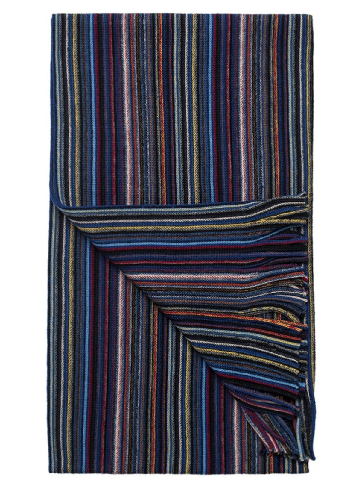 BLUE AND MULTI COLOUR STRIPE WOOL SCARF