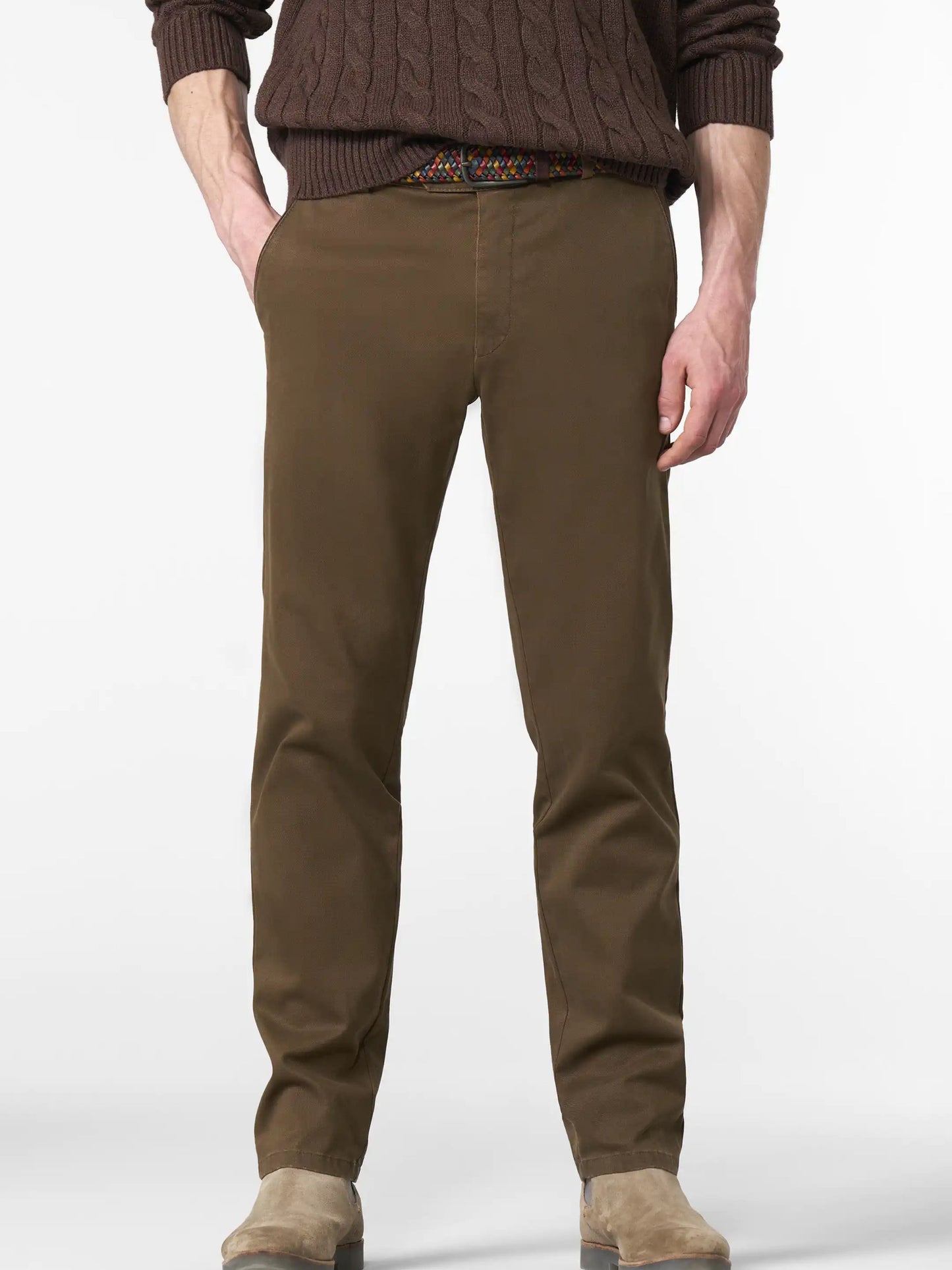 NEW YORK MID BROWN CHINOS WITH BROWN TRIM