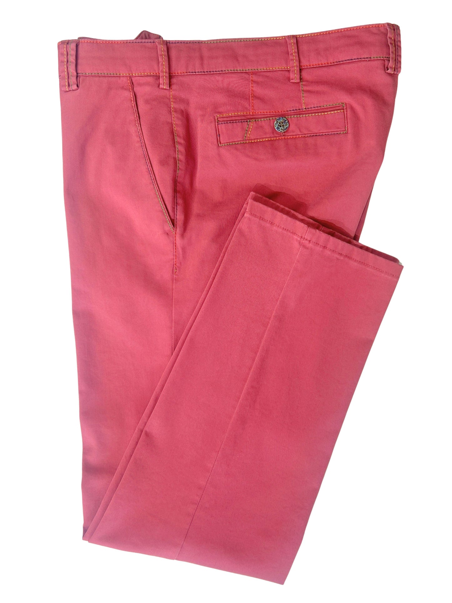 NEW YORK DARK PINK COTTON CHINOS WITH RAINBOW STITCHING