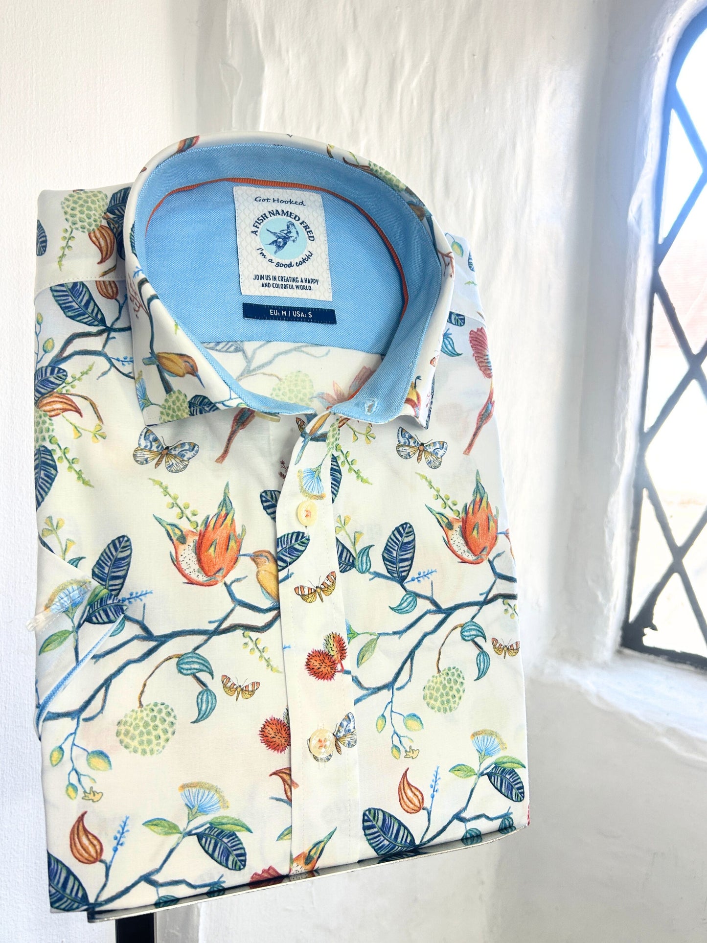 BIRDS & BLOOMS PRINT MULTICOLOUR SHORT SLEEVE SHIRT