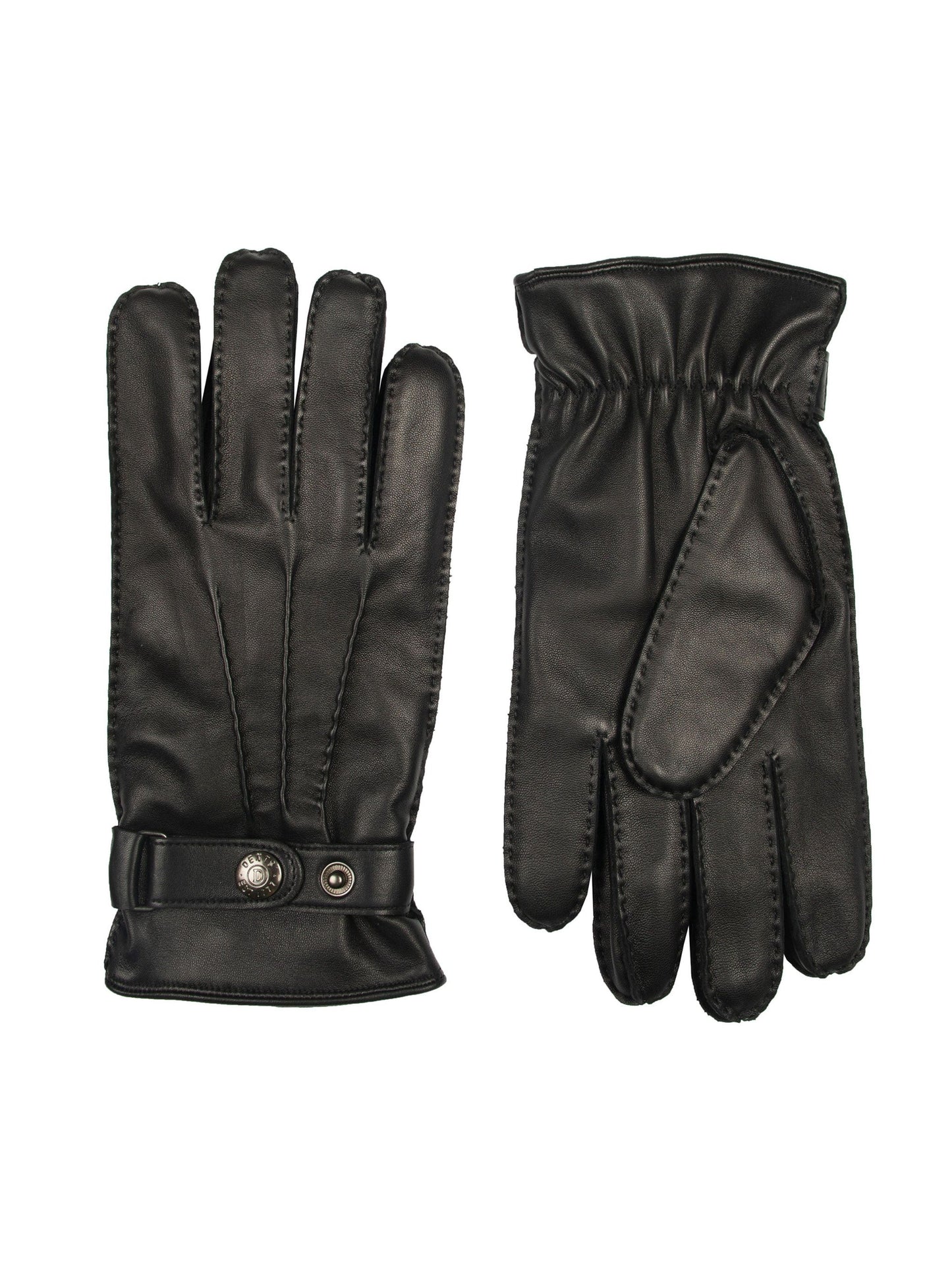 BLACK LEATHER GLOVES WITH THREE HANDSEWN POINTS
