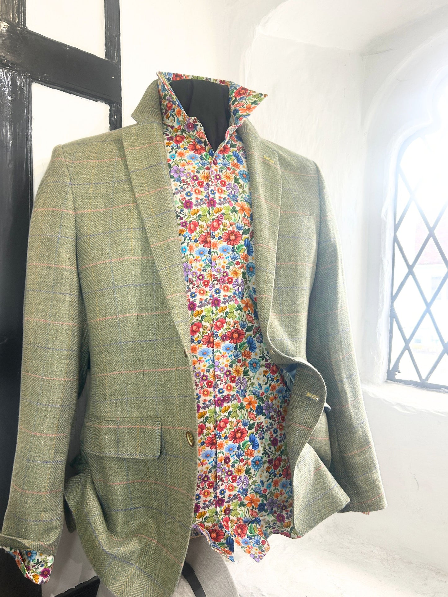 CASINO SAGE WITH MULTI COLOUR OVERCHECK JACKET
