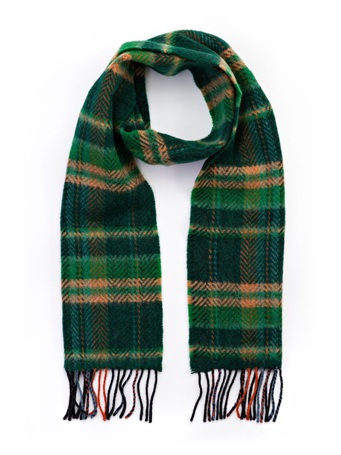 GREEN AND ORANGE WOOL SCARF