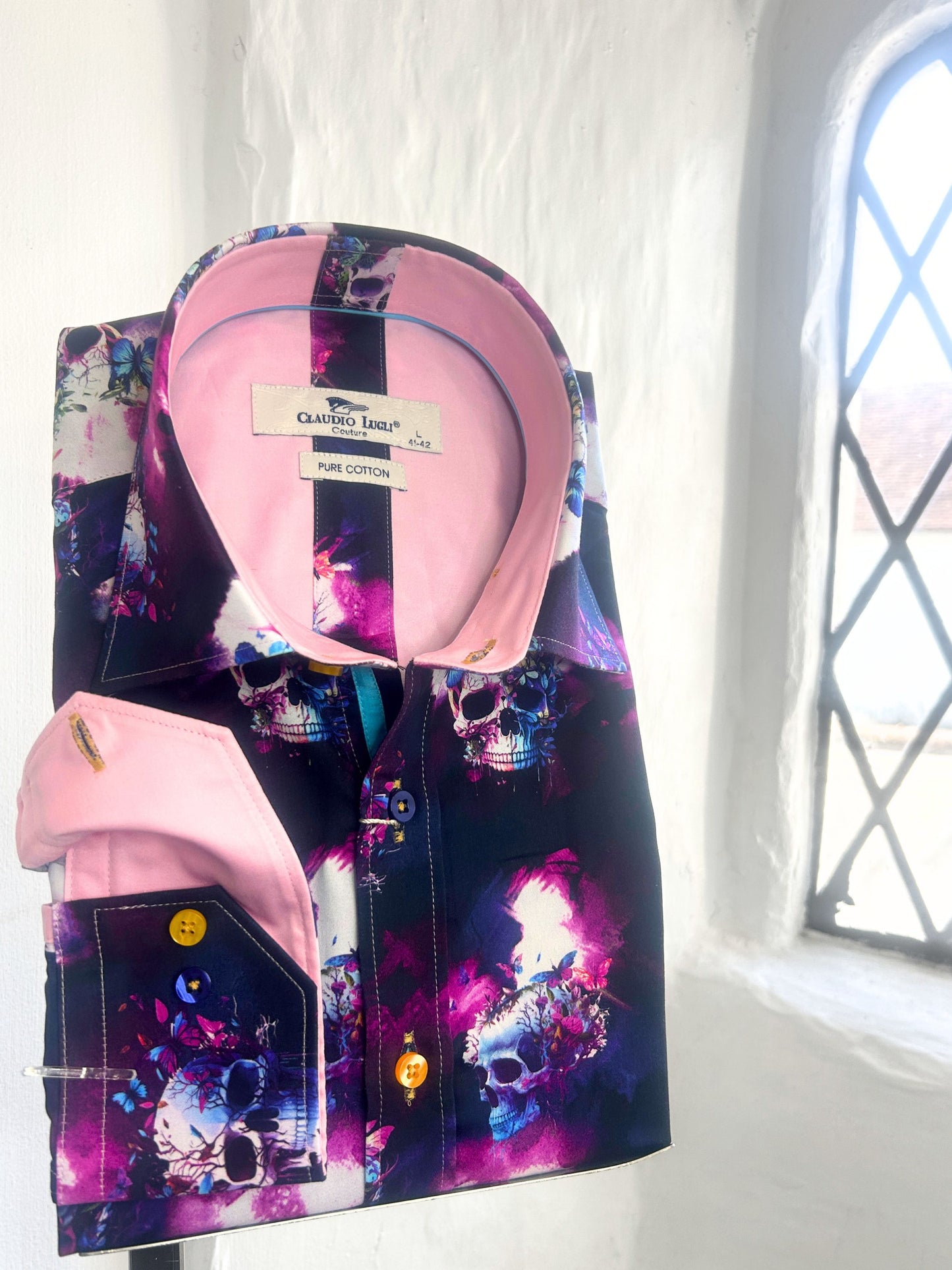 BUTTERFLIES AND SKULLS PURPLE LONG SLEEVE SHIRT