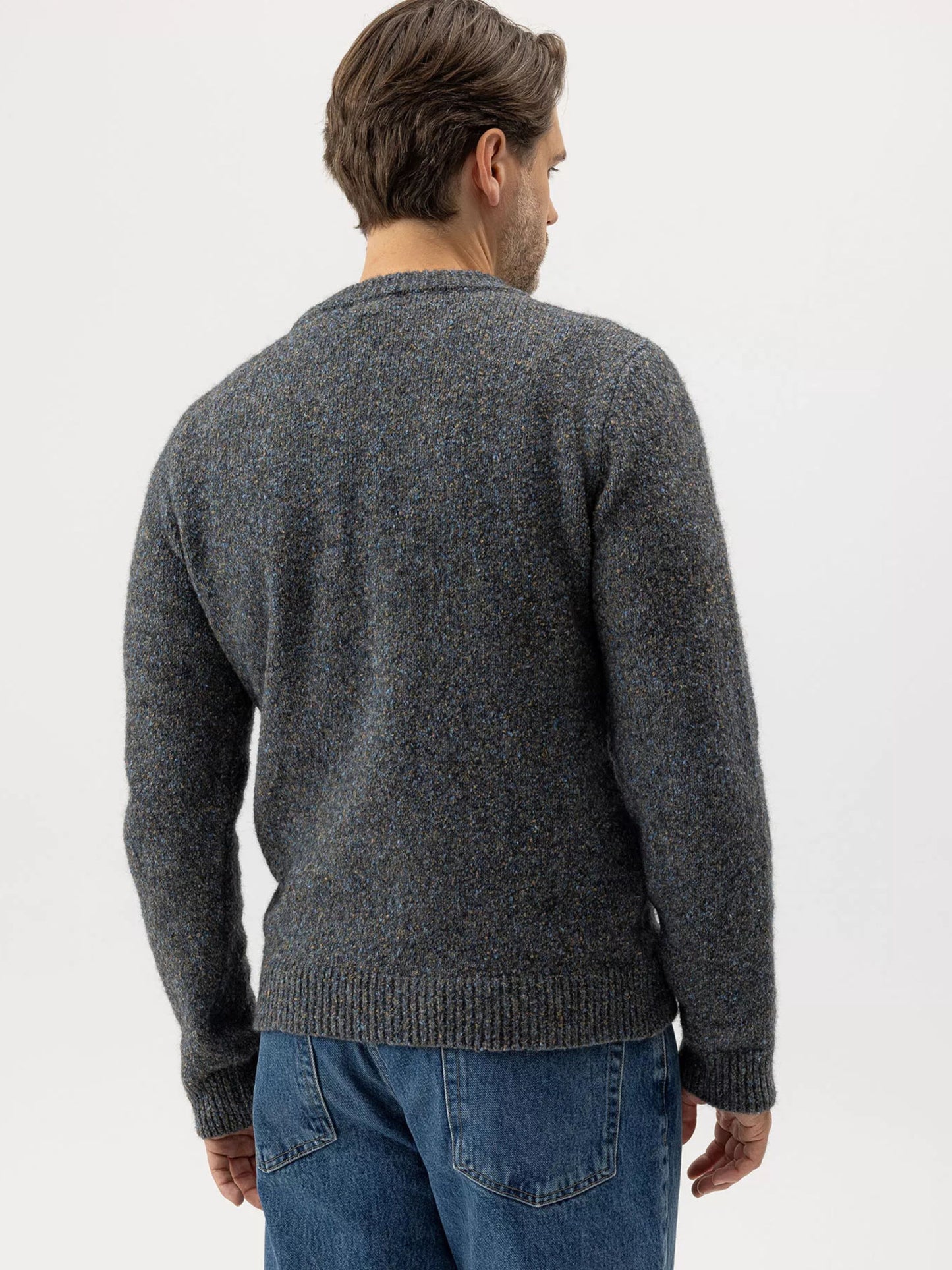 NAVY AND KHAKI LIAM CREW NECK JUMPER