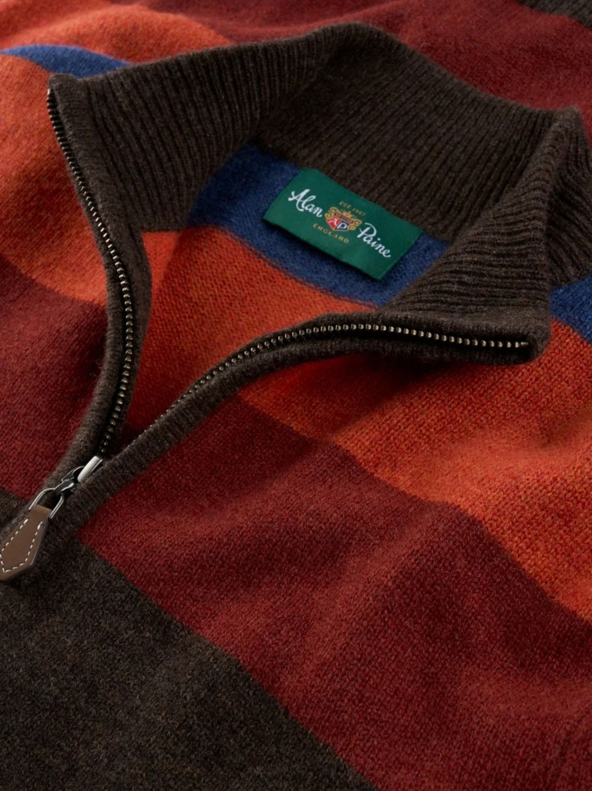 LYNDHURST COCOA BASE QUARTER ZIP LAMBSWOOL JUMPER