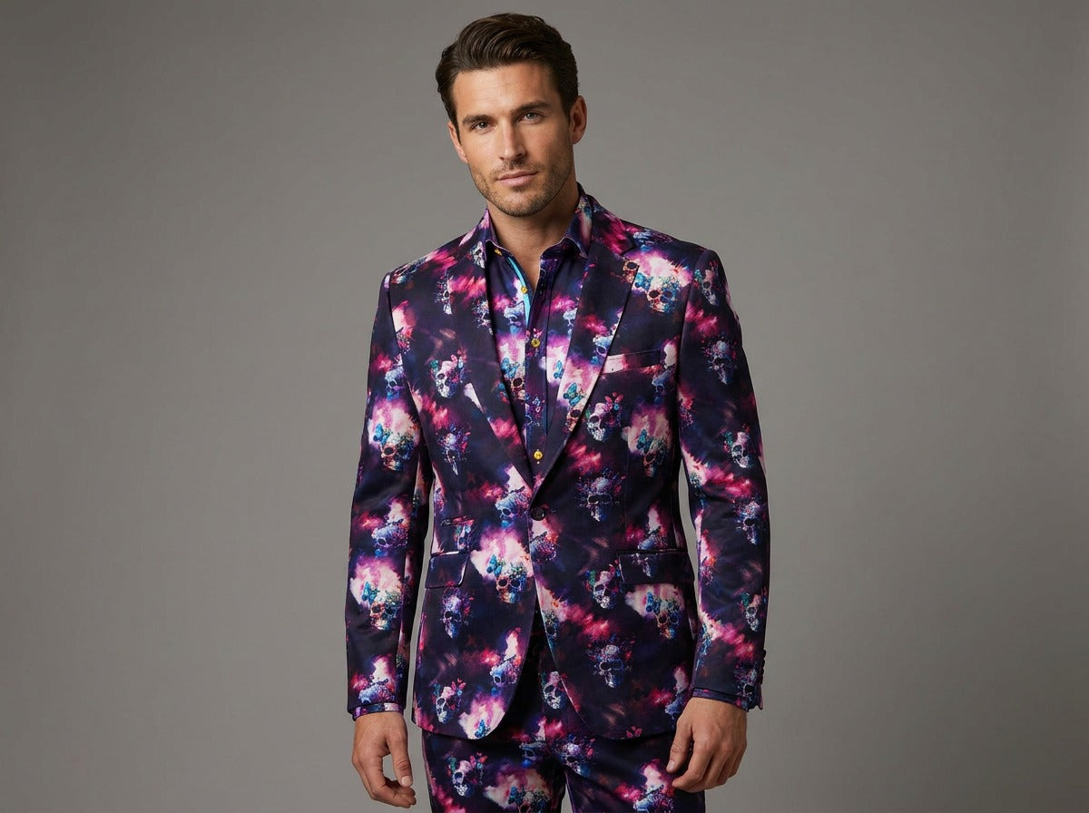 PURPLE SKULL PRINT SPORTS JACKET