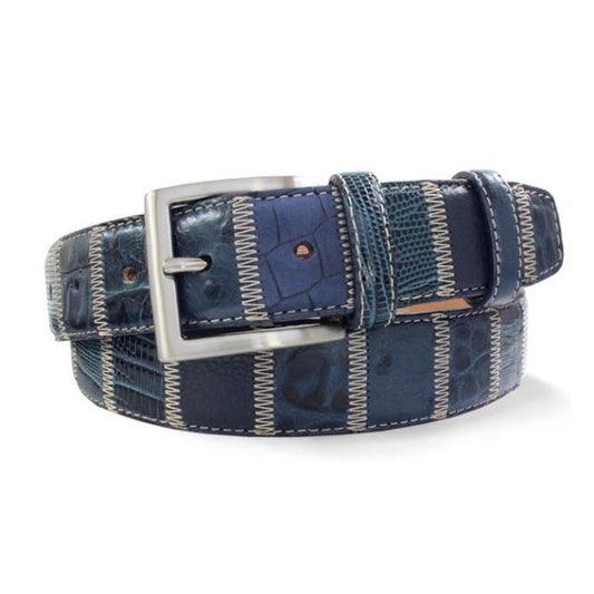 Blue Patchwork Leather Belt