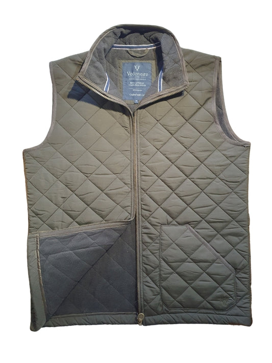 FLEECE LINED QUILTED GREEN GILET