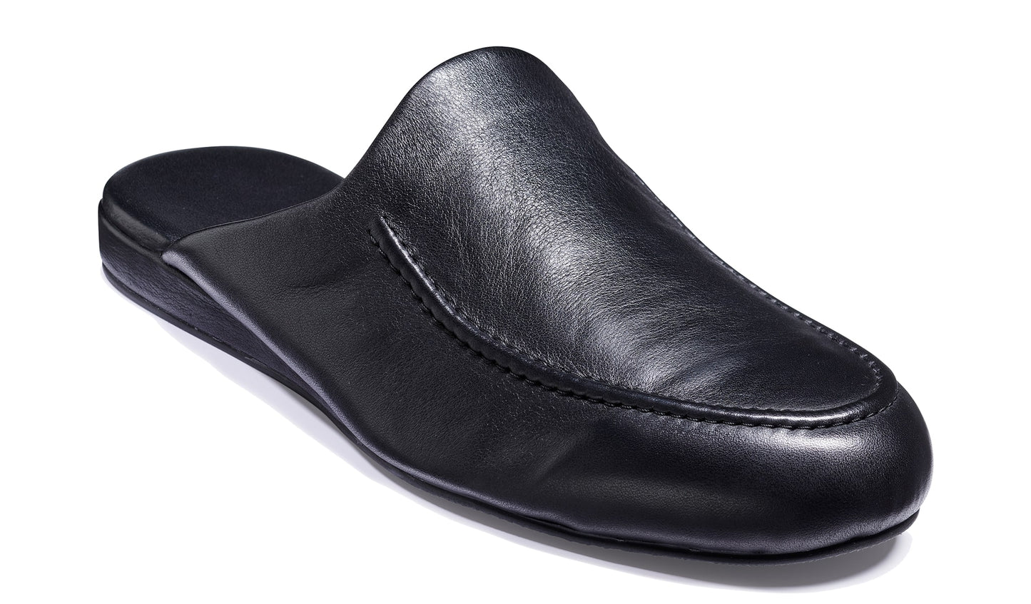 Black Leather Slippers