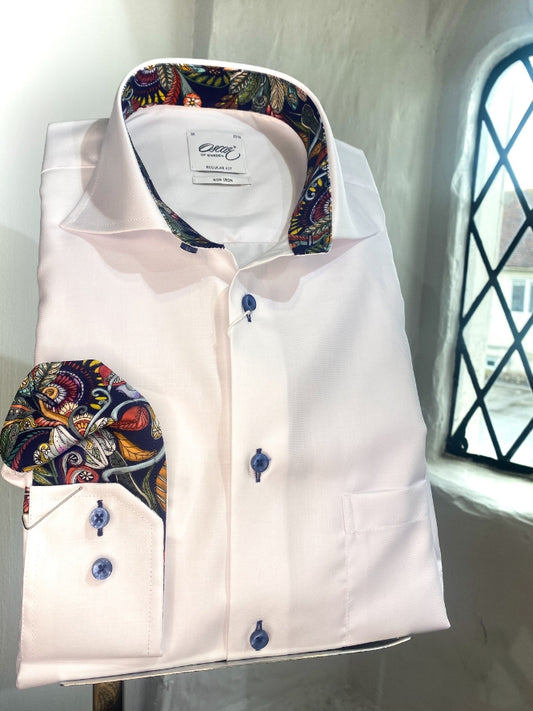 White Shirt With Colourful Trim