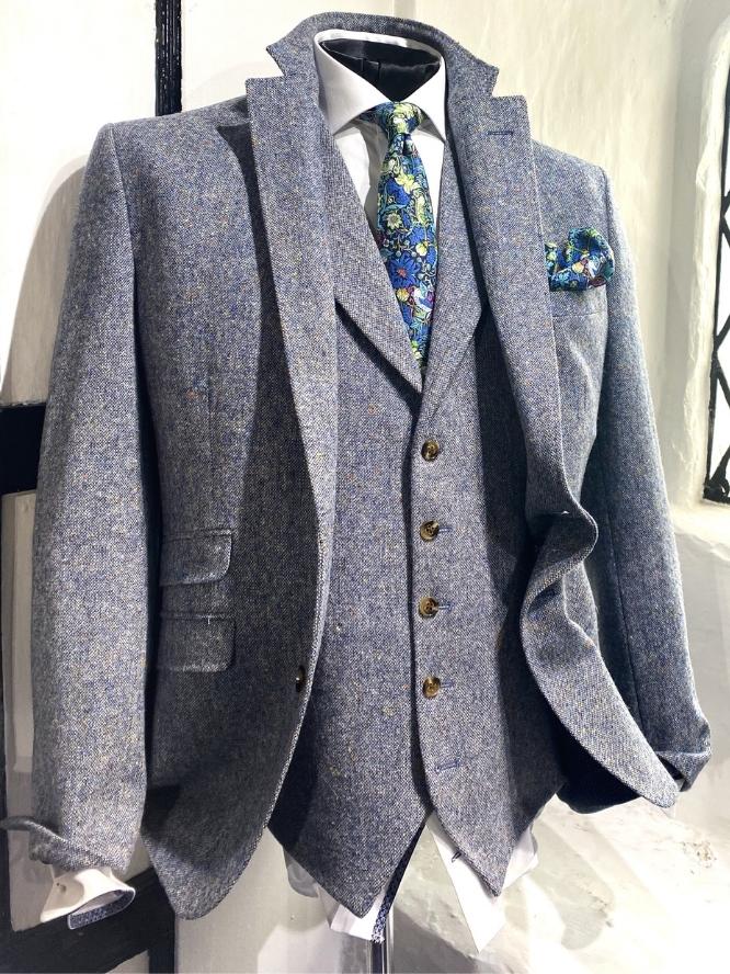 Light Blue Tweed Waistcoat