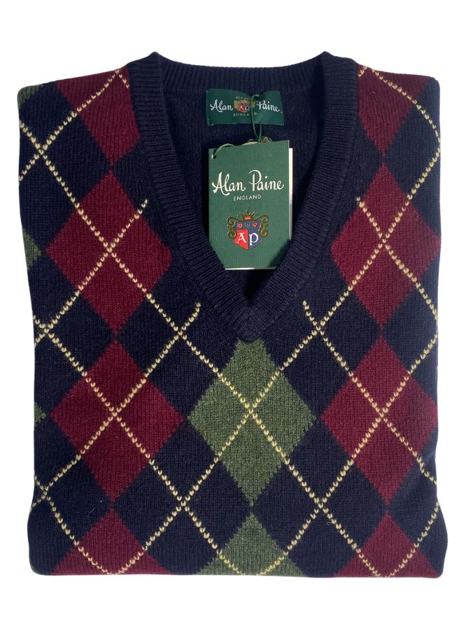 KILMORY RED/BLUE ARGYLE JUMPER - Main Image