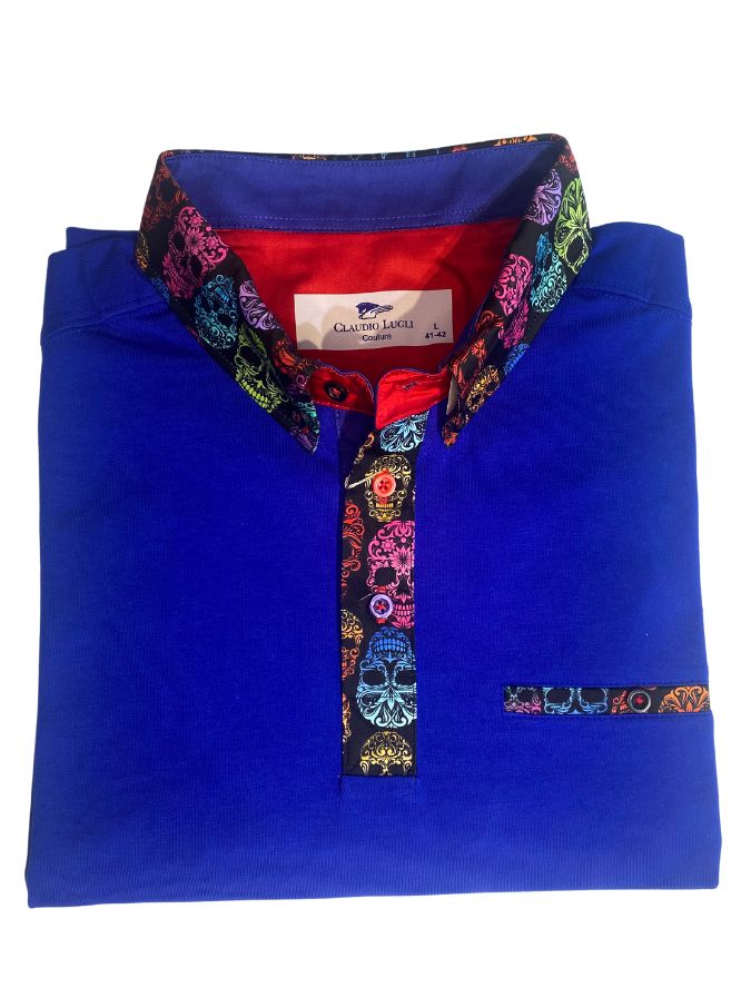 Candy Skull Blue Polo Shirt