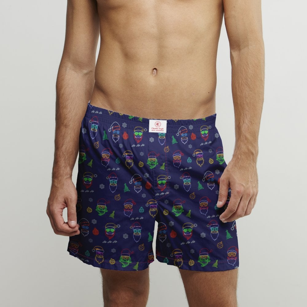 Navy Neon Christmas Boxers