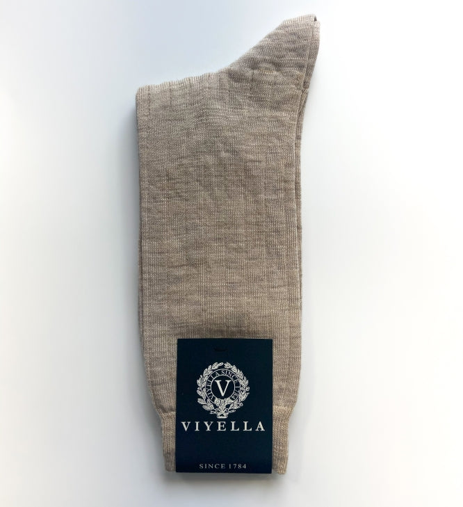 Ribbed Beige Wool Socks