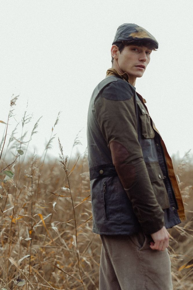 Mens Wax Patchwork Flat Cap