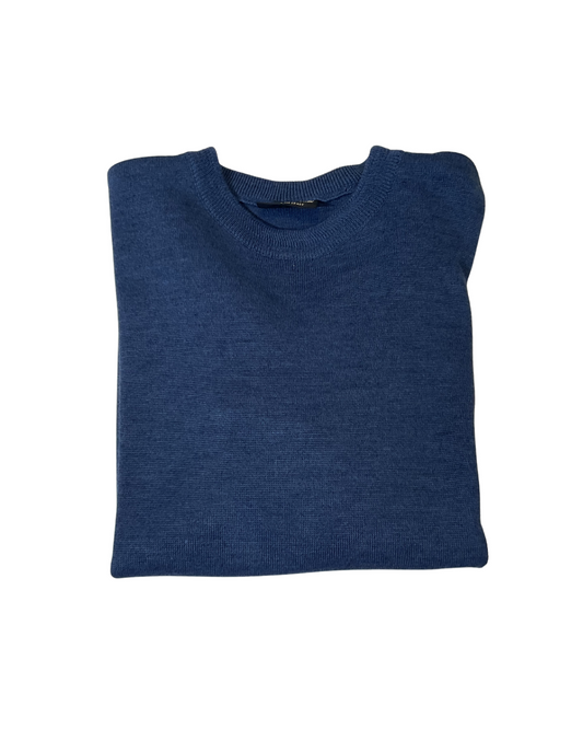 DARK DENIM CREW NECK WOOL BLEND JUMPER